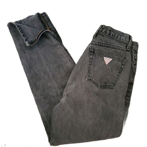Vintage Guess By Georges Marciano Black Mom Jeans with zipper ankles - Picture 1 of 4